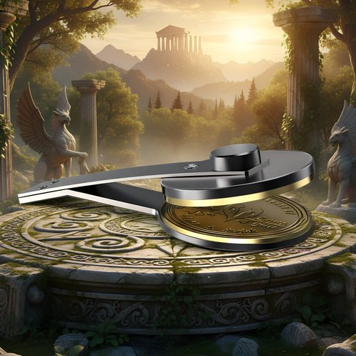 Personalized Mythology book embosser clip for fantasy and mythology book lovers, designed for custom library books.
